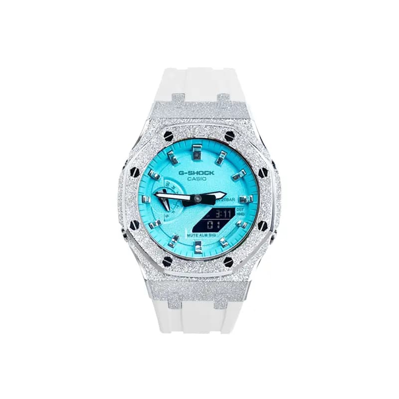 Custom Watch CASIO G-SHOCK Tiffany Blue Saat Unisex Mavi 12