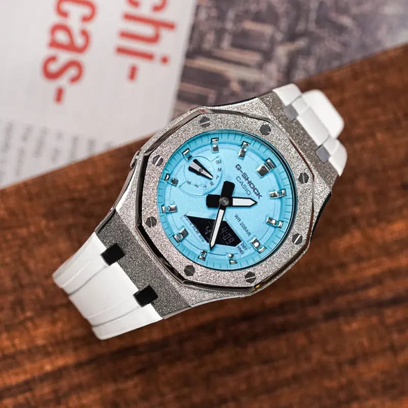 Custom Watch CASIO G-SHOCK Tiffany Blue Saat Unisex Mavi 13