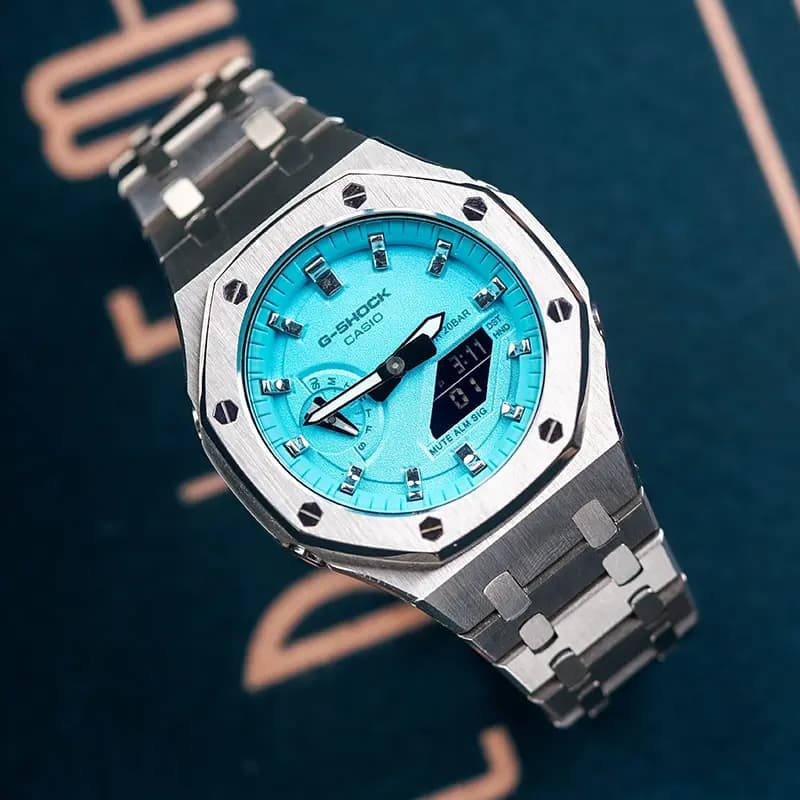 Custom Watch CASIO G-SHOCK Tiffany Blue Saat Unisex Mavi 3