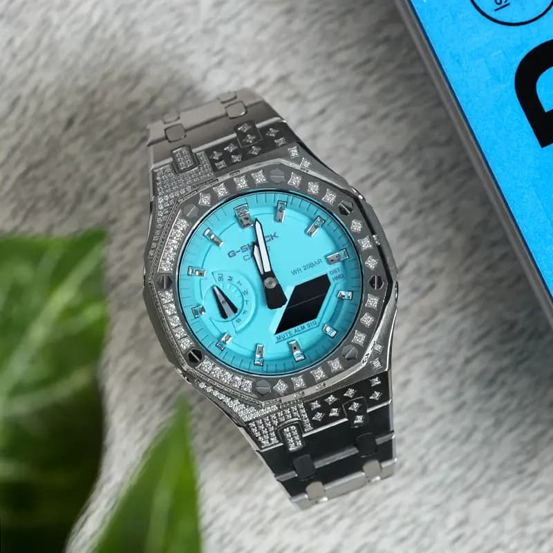 Custom Watch CASIO G-SHOCK Tiffany Blue Saat Unisex Mavi 25
