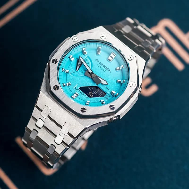 Custom Watch CASIO G-SHOCK Tiffany Blue Saat Unisex Mavi 4