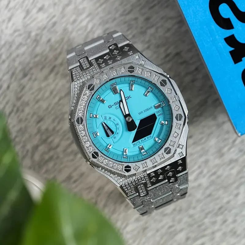 Custom Watch CASIO G-SHOCK Tiffany Blue Saat Unisex Mavi 31