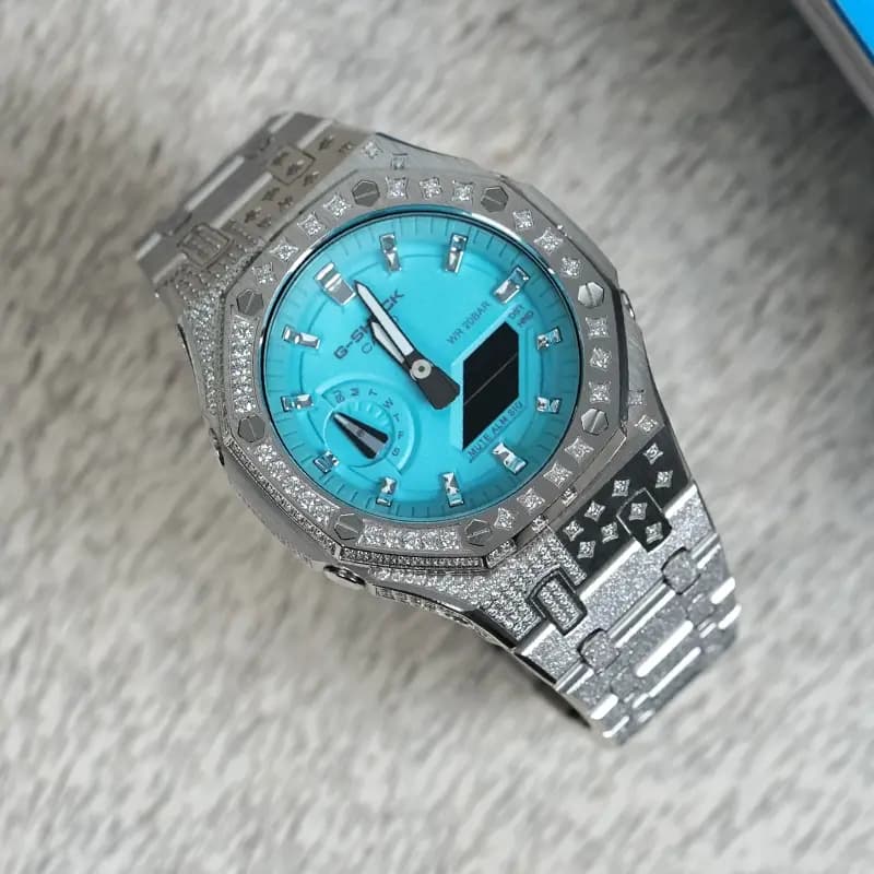 Custom Watch CASIO G-SHOCK Tiffany Blue Saat Unisex Mavi 34