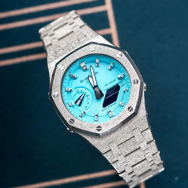 Custom Watch CASIO G-SHOCK Tiffany Blue Saat Unisex Mavi 8