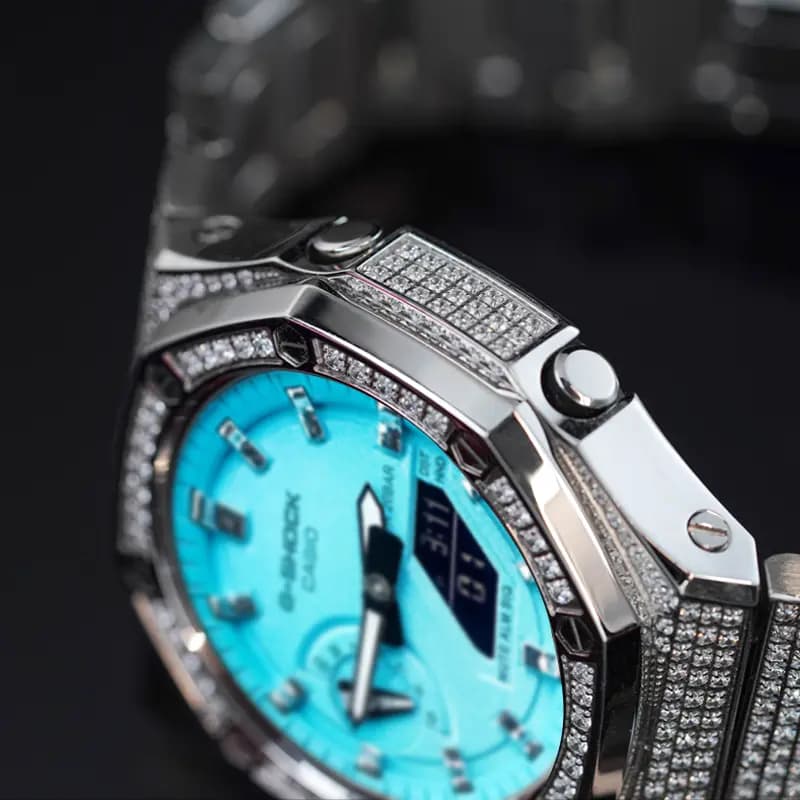 Custom Watch CASIO G-SHOCK Tiffany Blue Saat Unisex Mavi 21