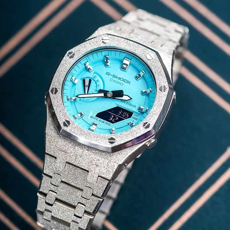 Custom Watch CASIO G-SHOCK Tiffany Blue Saat Unisex Mavi 9