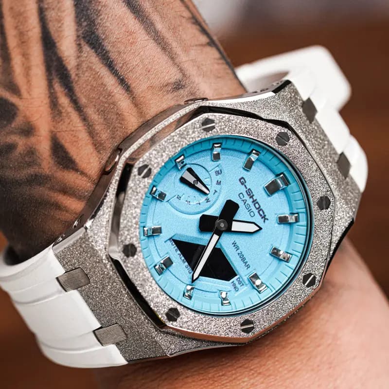 Custom Watch CASIO G-SHOCK Tiffany Blue Saat Unisex Mavi 15