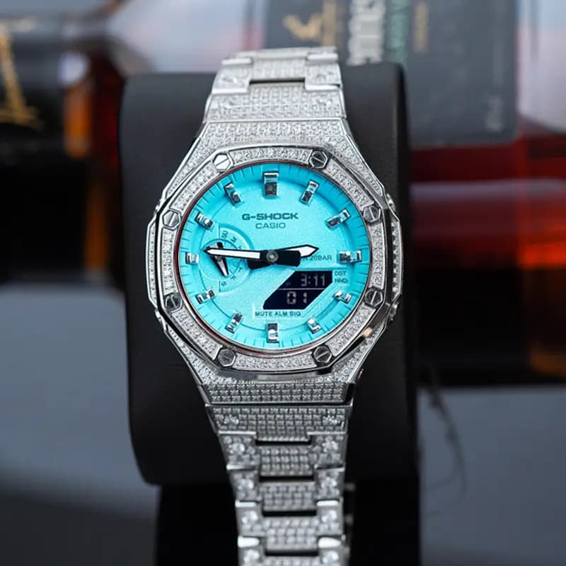 Custom Watch CASIO G-SHOCK Tiffany Blue Saat Unisex Mavi 20
