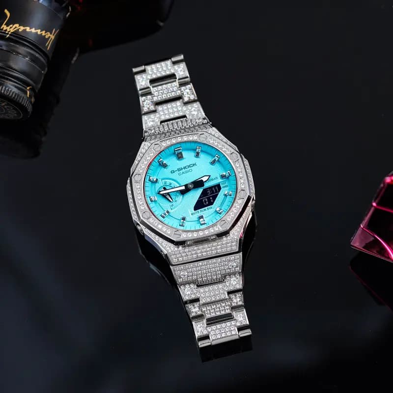 Custom Watch CASIO G-SHOCK Tiffany Blue Saat Unisex Mavi 19