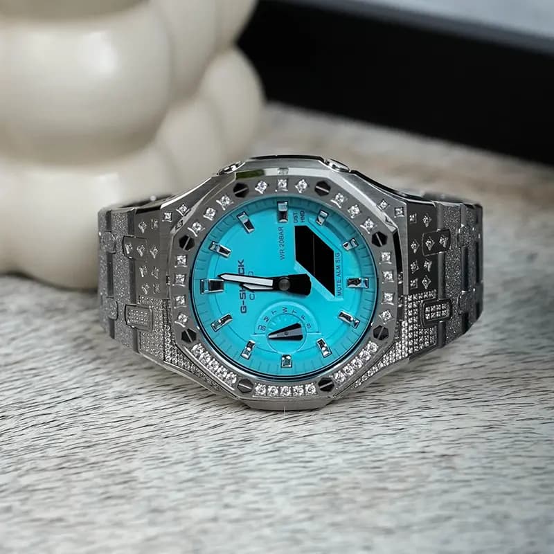 Custom Watch CASIO G-SHOCK Tiffany Blue Saat Unisex Mavi 32