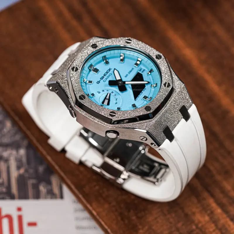 Custom Watch CASIO G-SHOCK Tiffany Blue Saat Unisex Mavi 14
