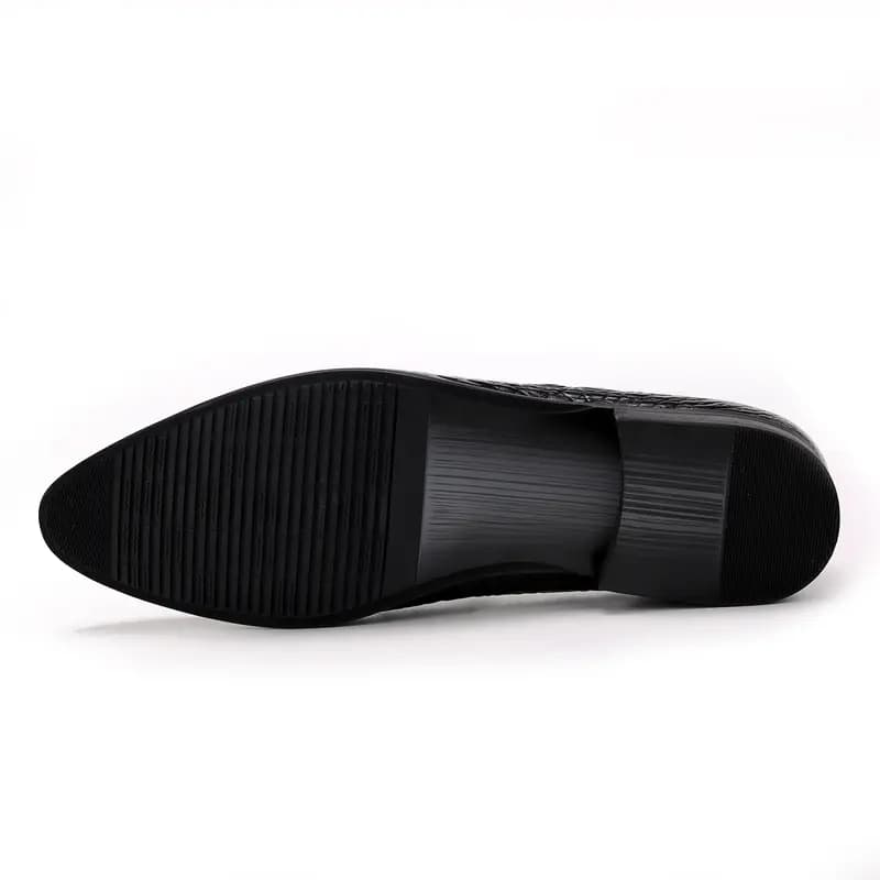 ASTON M.JAZZ Top Layer Leather Handmade Crocodile Pattern British Tassel Business Loafers Men's 5