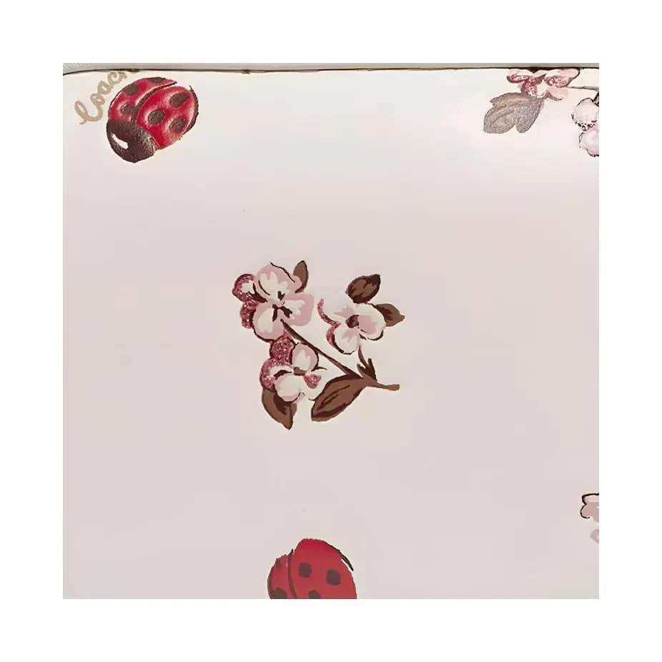 COACH Kisslock 12 Ladybug Floral Print Qadın Pulqabısı Ağ 5
