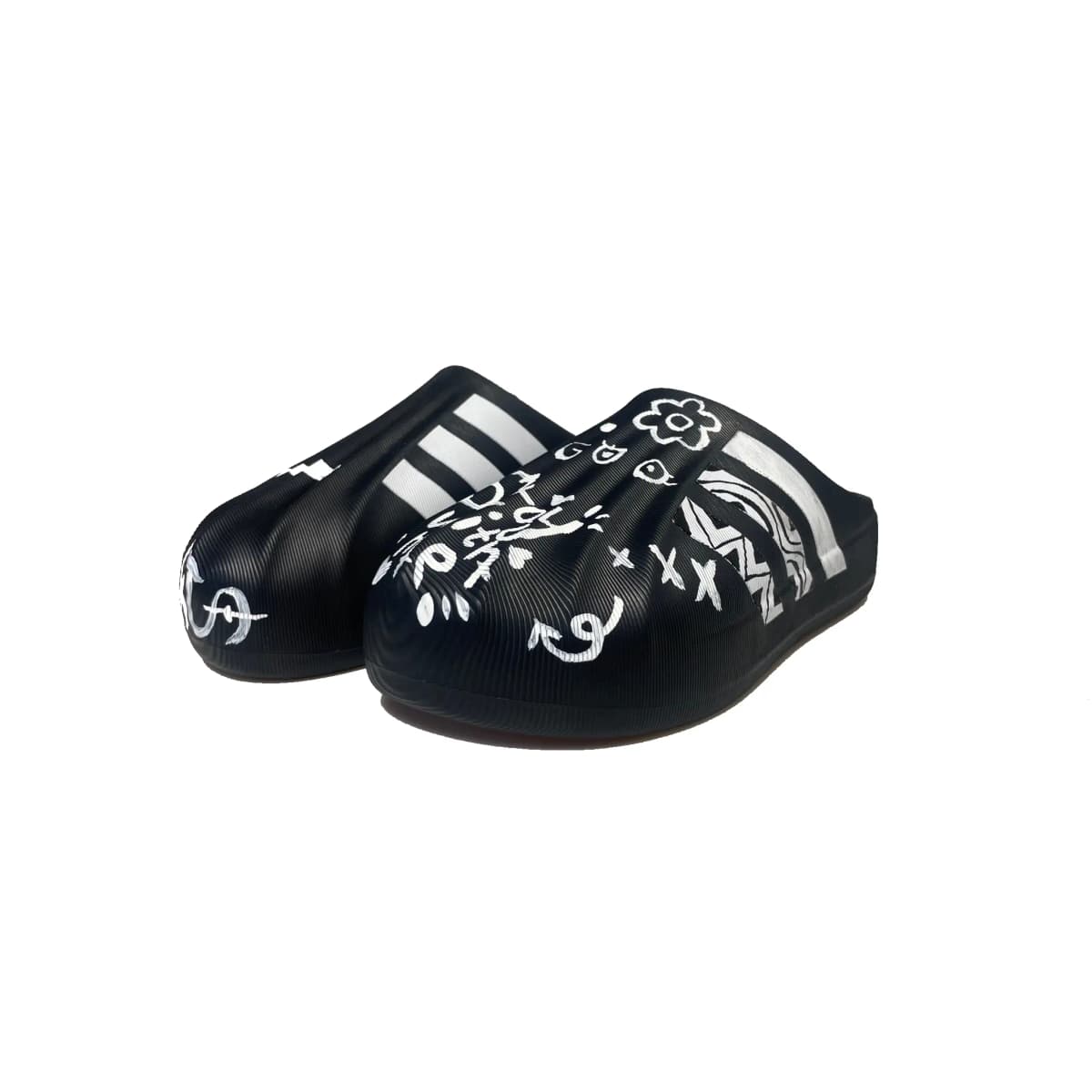 adidas Originals AdiFOM Superstar Gothic Style Graffiti Səndəl Unisex Ağ/Qara 3