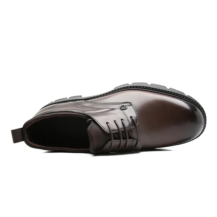 S.T. Dupont Top Layer Cowhide Leather Thick Sole Hand-Painted Color Dress Shoes Men's Coffee 3