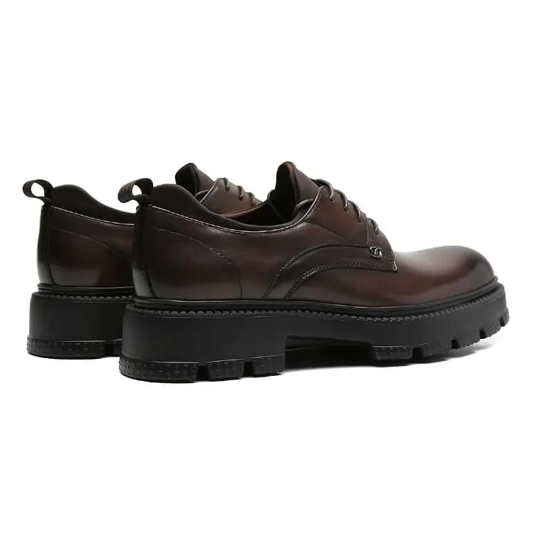 S.T. Dupont Top Layer Cowhide Leather Thick Sole Hand-Painted Color Dress Shoes Men's Coffee 4