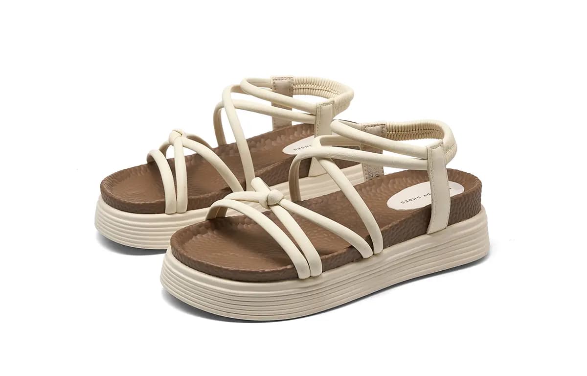 HLA Thick Sole Sandals Women's New Simple Versatile Soft Sole Elastic Band Beach Roman Sandals 9