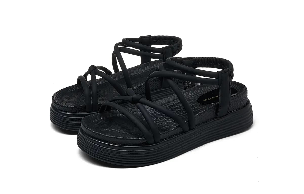HLA Thick Sole Sandals Women's New Simple Versatile Soft Sole Elastic Band Beach Roman Sandals 2