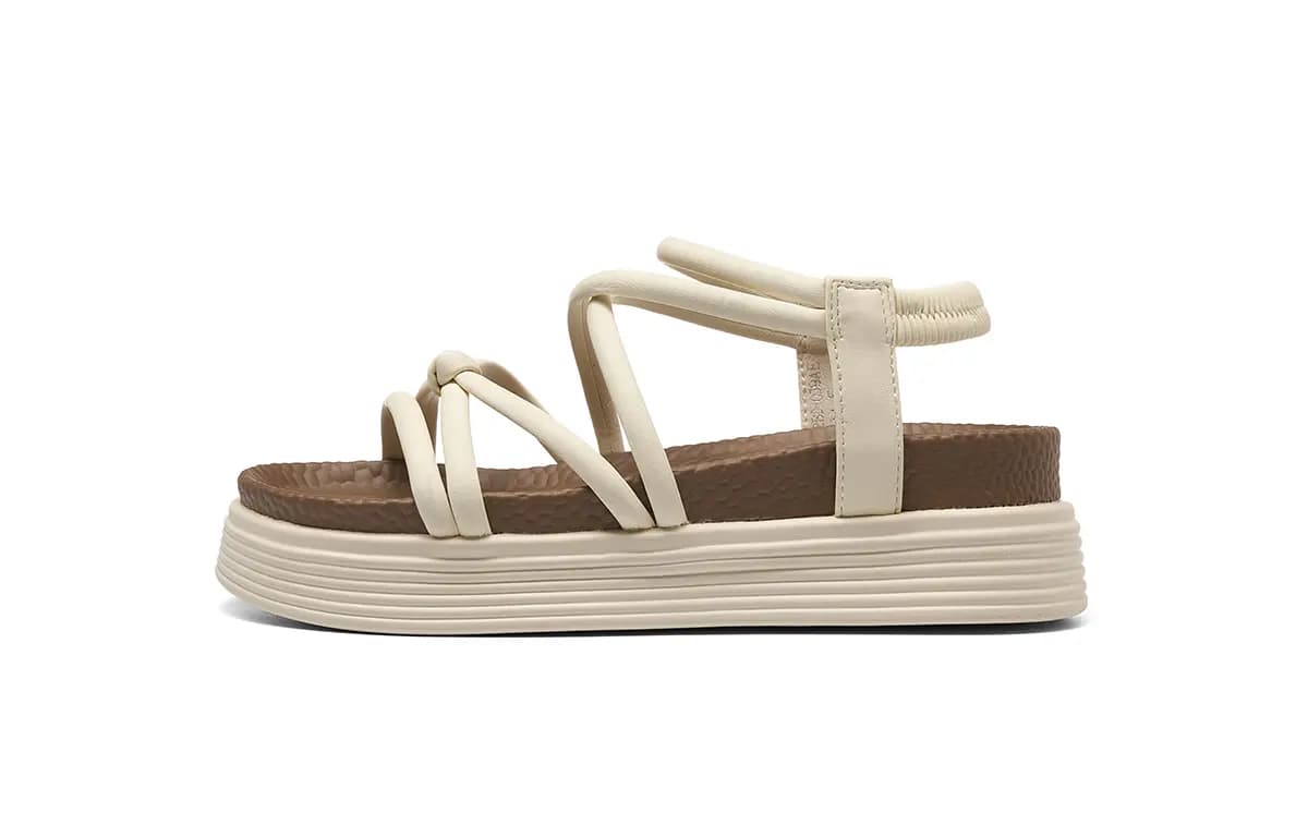HLA Thick Sole Sandals Women's New Simple Versatile Soft Sole Elastic Band Beach Roman Sandals 8