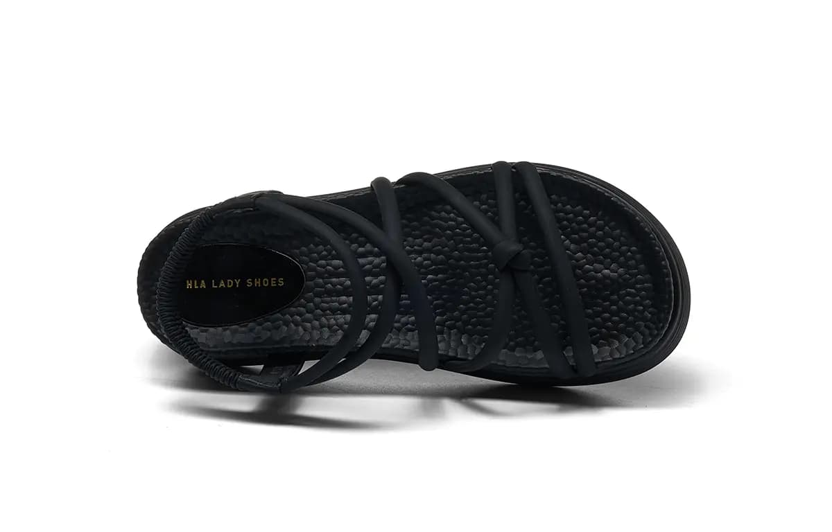 HLA Thick Sole Sandals Women's New Simple Versatile Soft Sole Elastic Band Beach Roman Sandals 3
