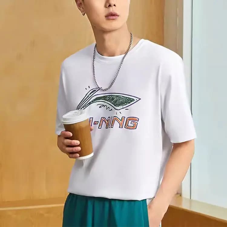 LINING Sports Fashion Collection Kişi İdman Dəsti Ağ/Qara 2