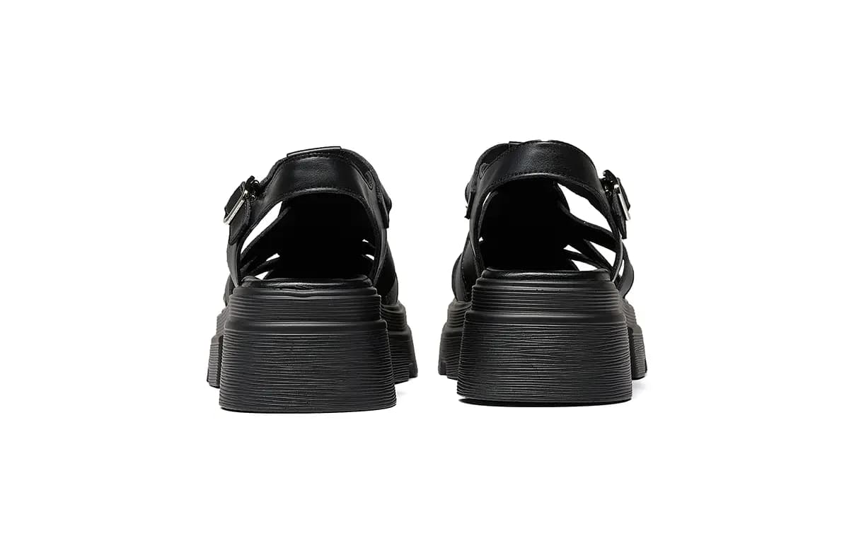 HLA Roman Sandals Women's 2024 New Arrival Closed Toe Cut-Out Woven Platform Height Increasing Piggy Shoe 4