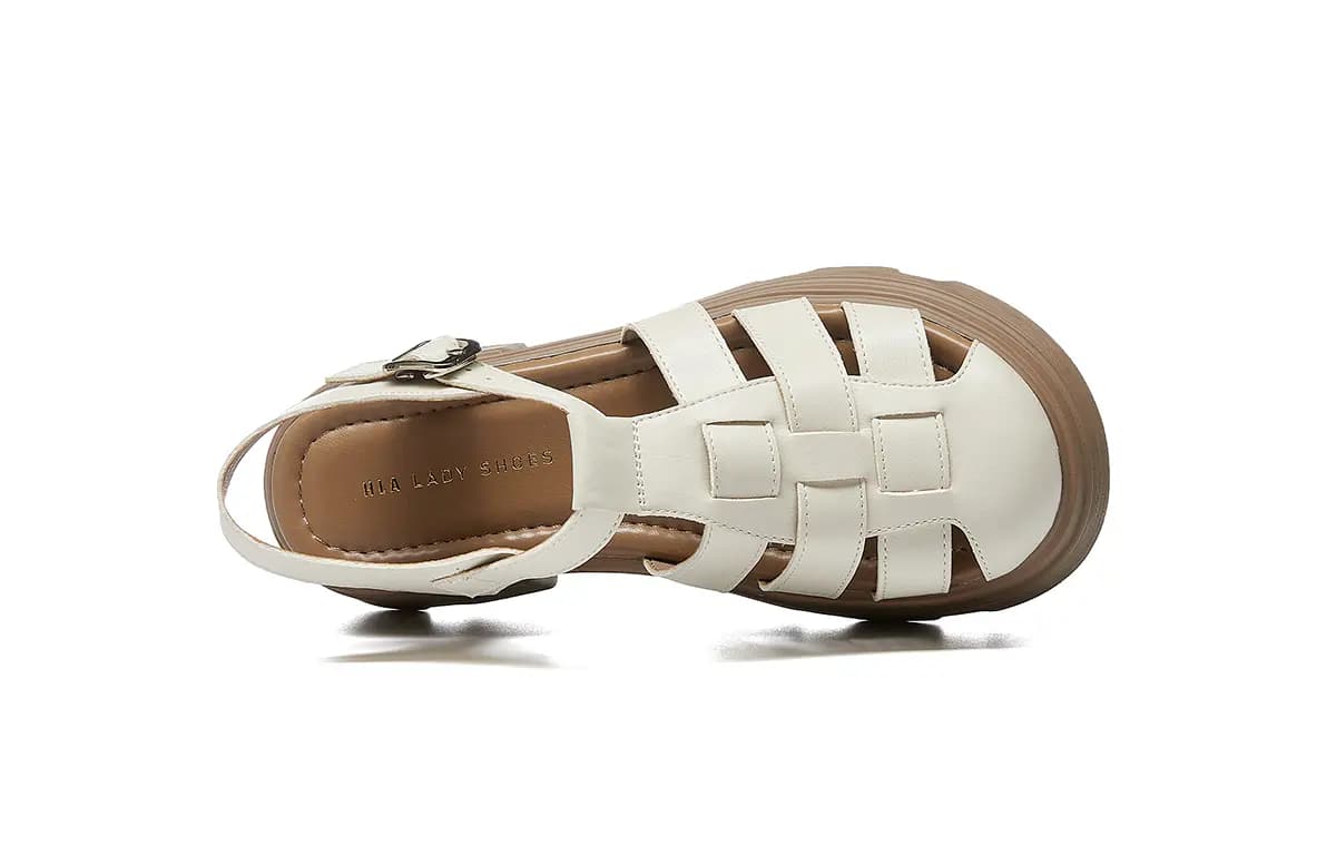 HLA Roman Sandals Women's 2024 New Arrival Closed Toe Cut-Out Woven Platform Height Increasing Piggy Shoe 10