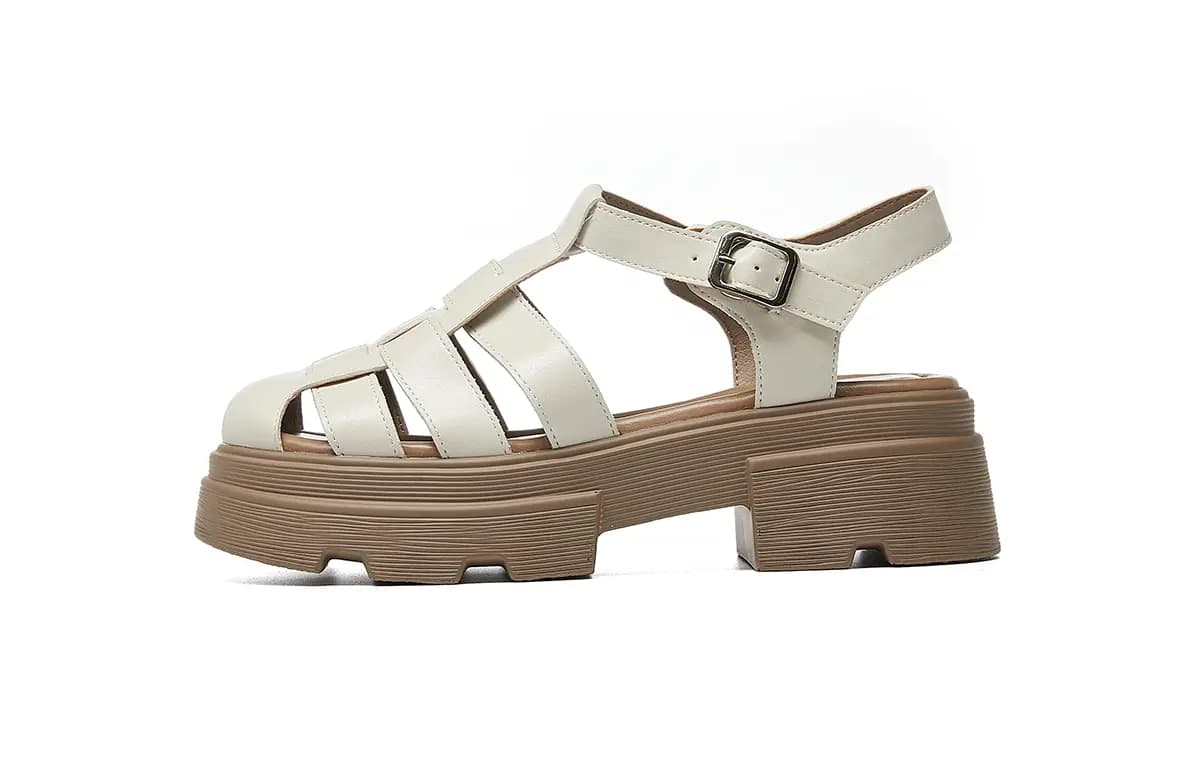 HLA Roman Sandals Women's 2024 New Arrival Closed Toe Cut-Out Woven Platform Height Increasing Piggy Shoe 8