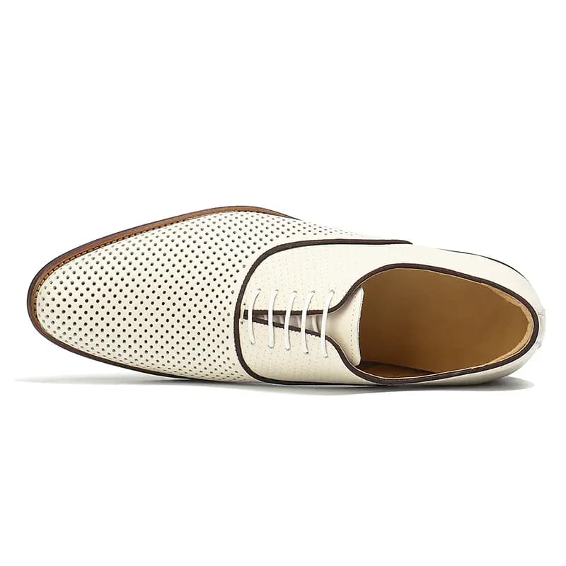 ASTON M.JAZZ Top Layer Leather Perforated Breathable Business Casual Soft Sole Lace-Up Dress Shoes Men's 5