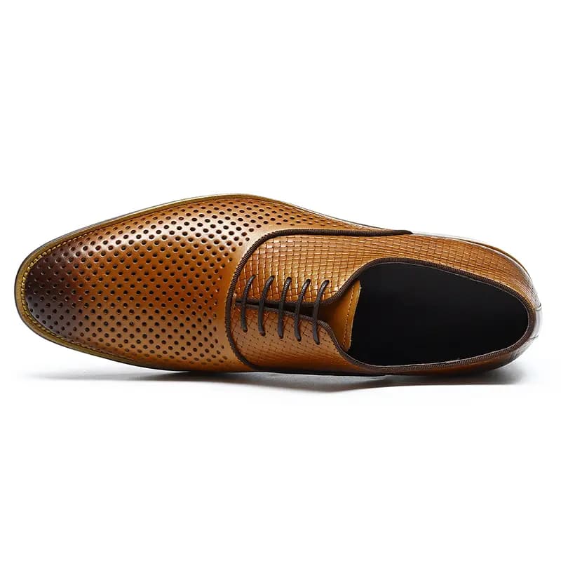 ASTON M.JAZZ Top Layer Leather Perforated Breathable Business Casual Soft Sole Lace-Up Dress Shoes Men's 19