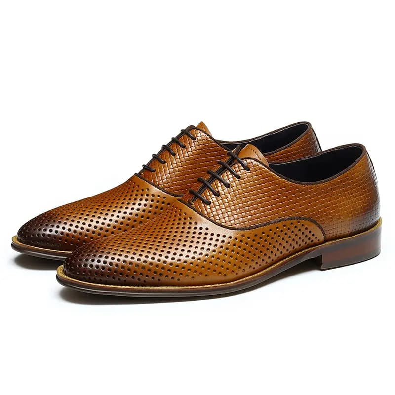 ASTON M.JAZZ Top Layer Leather Perforated Breathable Business Casual Soft Sole Lace-Up Dress Shoes Men's 16