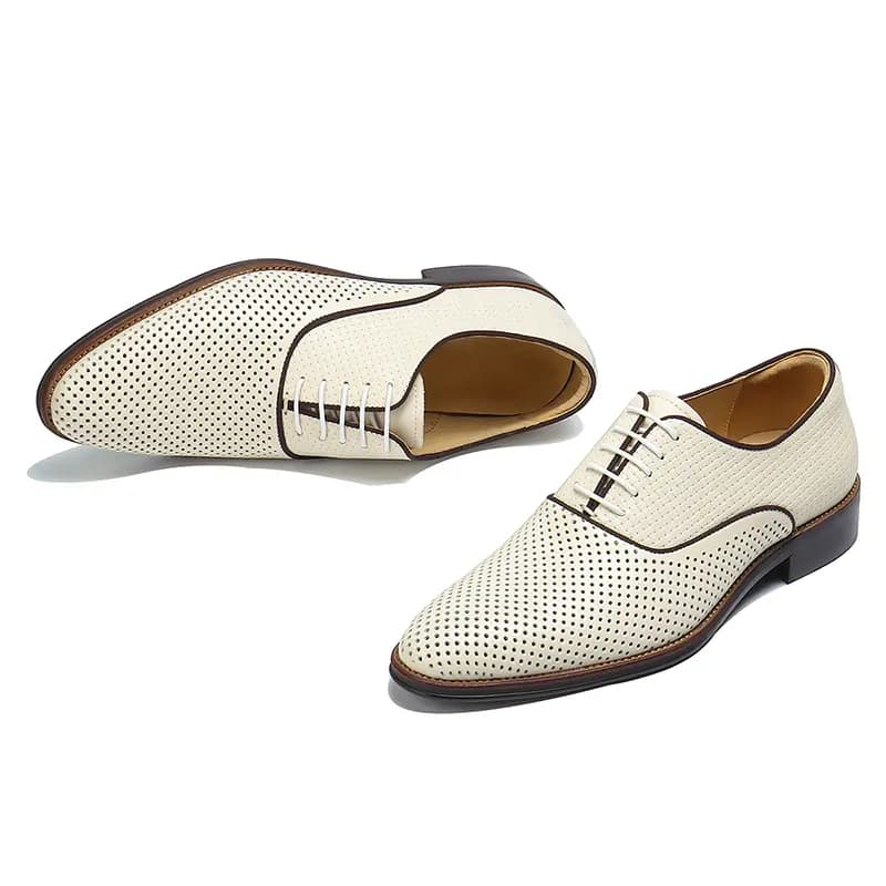 ASTON M.JAZZ Top Layer Leather Perforated Breathable Business Casual Soft Sole Lace-Up Dress Shoes Men's 6