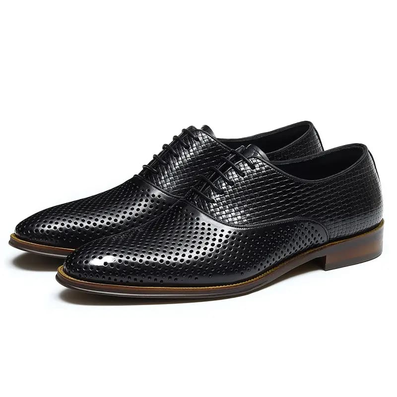 ASTON M.JAZZ Top Layer Leather Perforated Breathable Business Casual Soft Sole Lace-Up Dress Shoes Men's 10