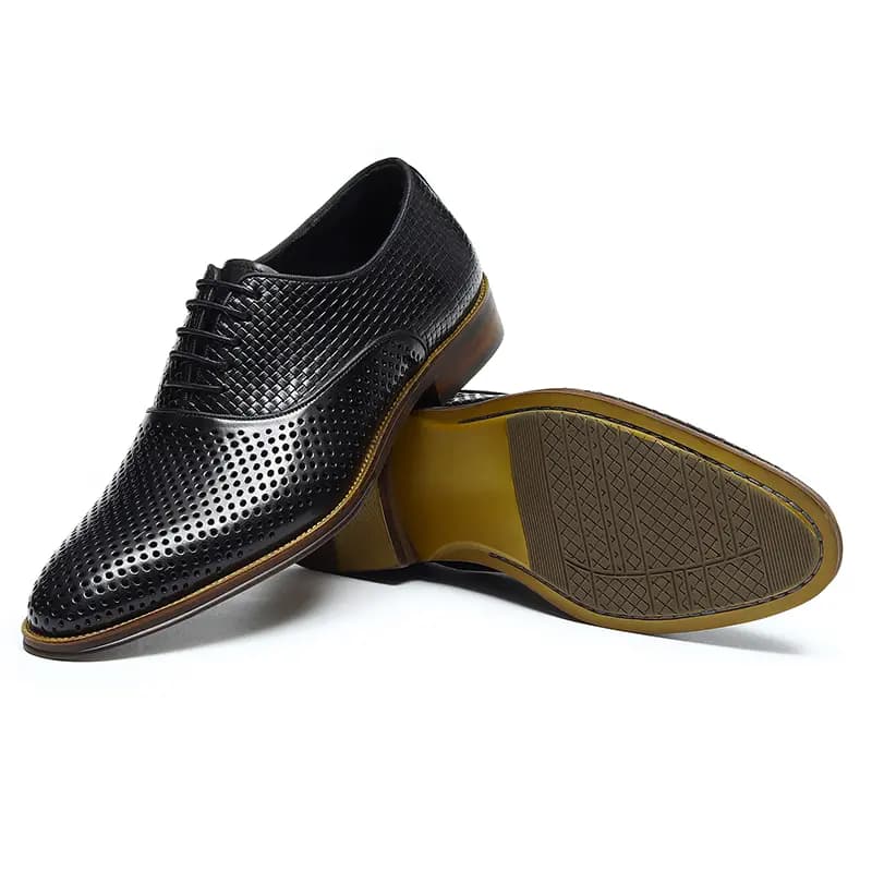 ASTON M.JAZZ Top Layer Leather Perforated Breathable Business Casual Soft Sole Lace-Up Dress Shoes Men's 12