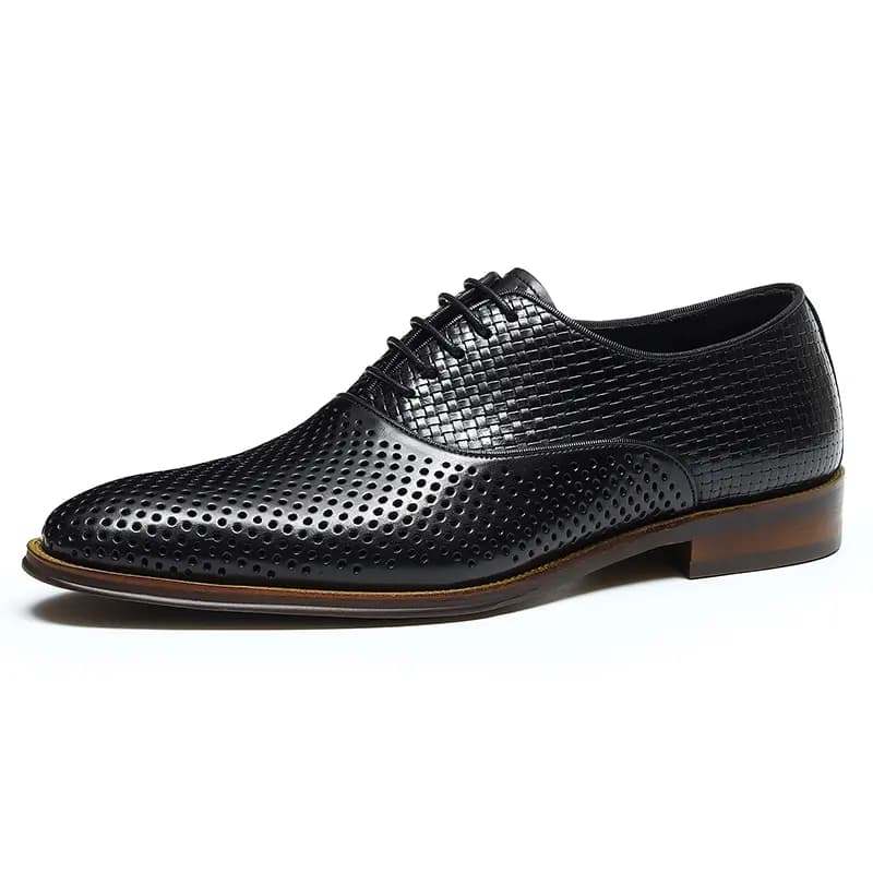 ASTON M.JAZZ Top Layer Leather Perforated Breathable Business Casual Soft Sole Lace-Up Dress Shoes Men's 9