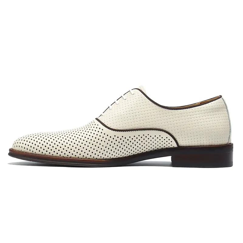 ASTON M.JAZZ Top Layer Leather Perforated Breathable Business Casual Soft Sole Lace-Up Dress Shoes Men's