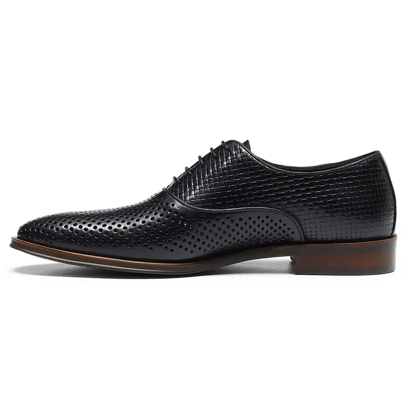 ASTON M.JAZZ Top Layer Leather Perforated Breathable Business Casual Soft Sole Lace-Up Dress Shoes Men's 8
