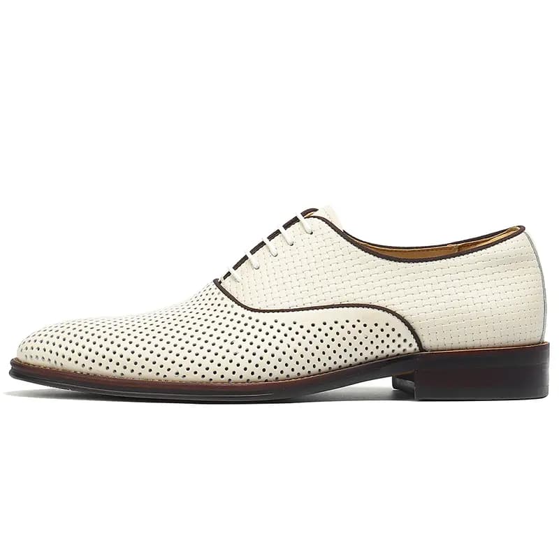 ASTON M.JAZZ Top Layer Leather Perforated Breathable Business Casual Soft Sole Lace-Up Dress Shoes Men's 4