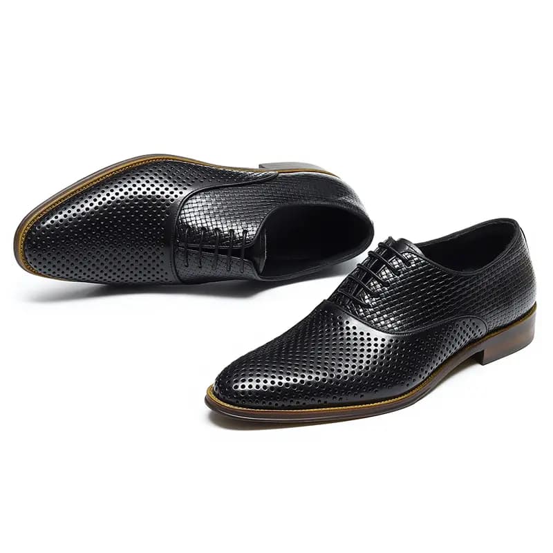ASTON M.JAZZ Top Layer Leather Perforated Breathable Business Casual Soft Sole Lace-Up Dress Shoes Men's 11