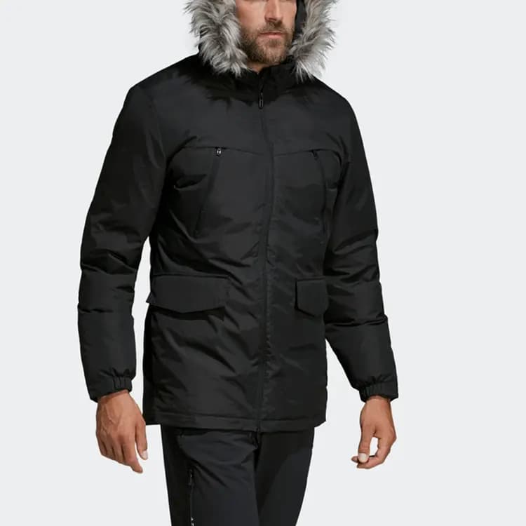 adidas Kapüşonlu Puffer Pencək Kişi Qara 6