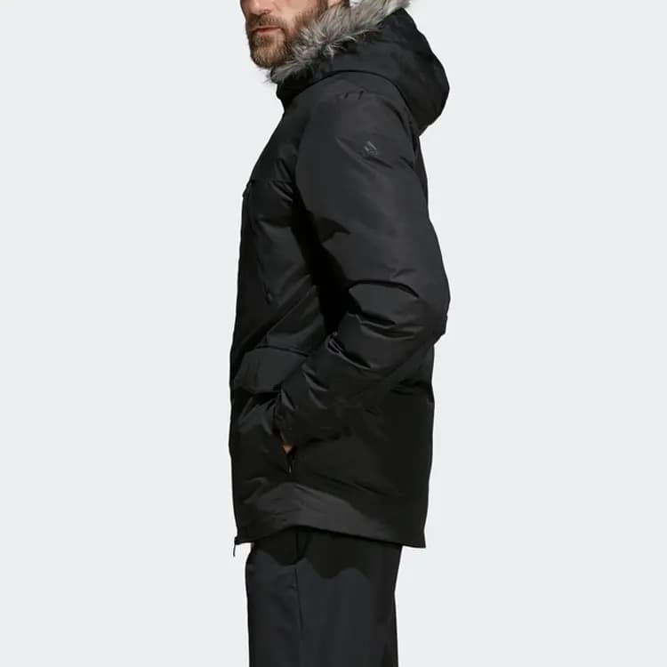 adidas Kapüşonlu Puffer Pencək Kişi Qara 5