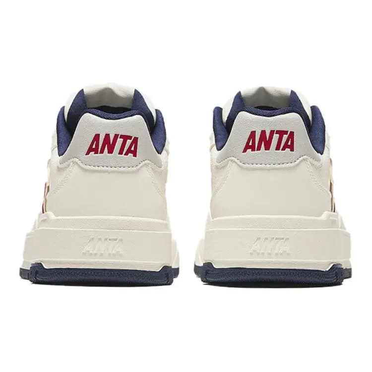 Anta Kids Comfortable Versatile Slip-Resistant Wear-Resistant Low-Top Kids Skate Shoes White/Red 5