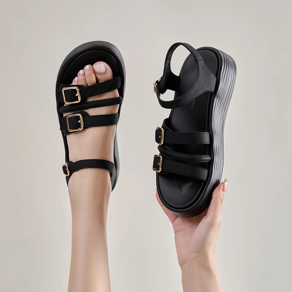 HLA Platform Roman Sandals For Women's-French One-Strap Commute Soft Sole Slippers 6