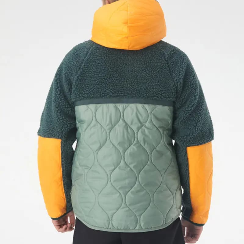 Nike Sportswear Heritage Patchwork Lamb Fleece Hooded Jacket Açıq Yaşıl/Sarı 3