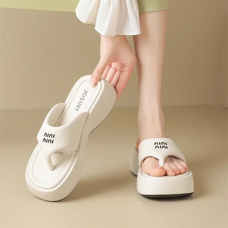 JOSINY Rubber Sole Slip-Resistant Flip Flops Women's 12