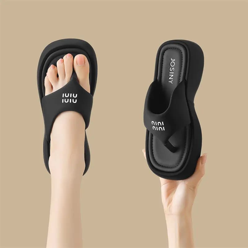 JOSINY Rubber Sole Slip-Resistant Flip Flops Women's 4