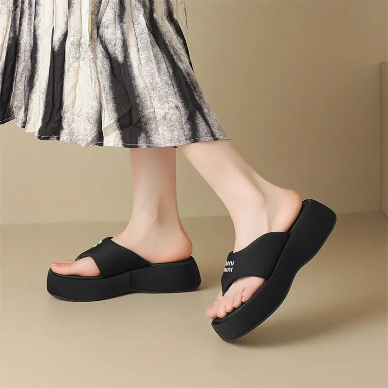 JOSINY Rubber Sole Slip-Resistant Flip Flops Women's 6