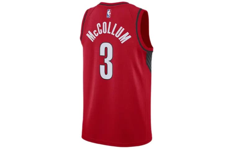 Jordan NBA CJ McCollum #3 Trail Blazers Fan Edition Mayka Kişi Qırmızı 2