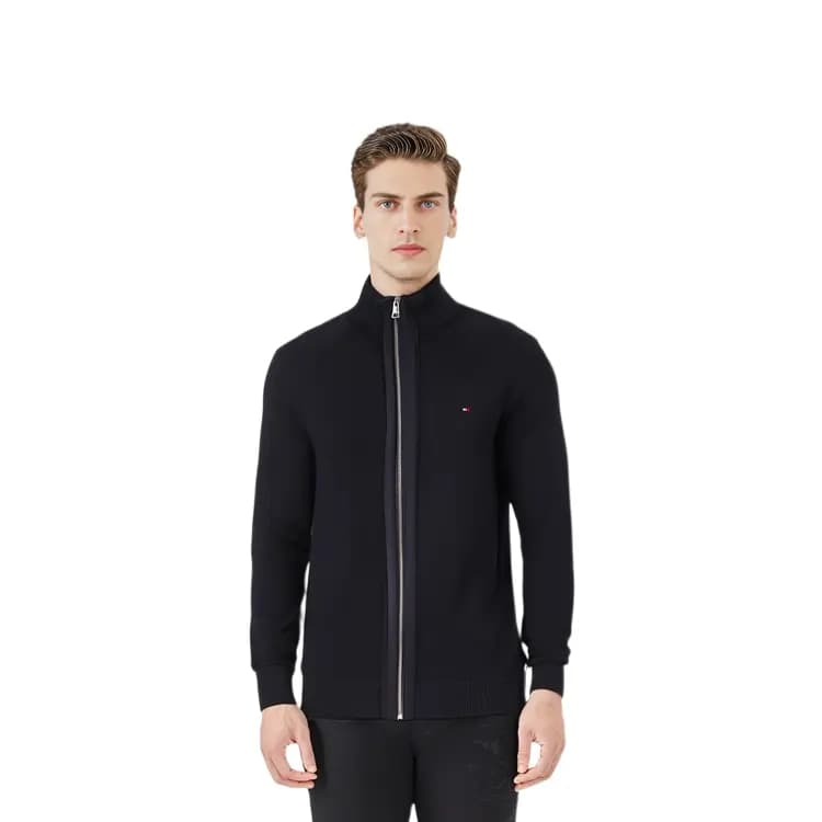 Tommy Hilfiger Stand Collar Zip-Up Cotton Knit Kişi Ceketi 3