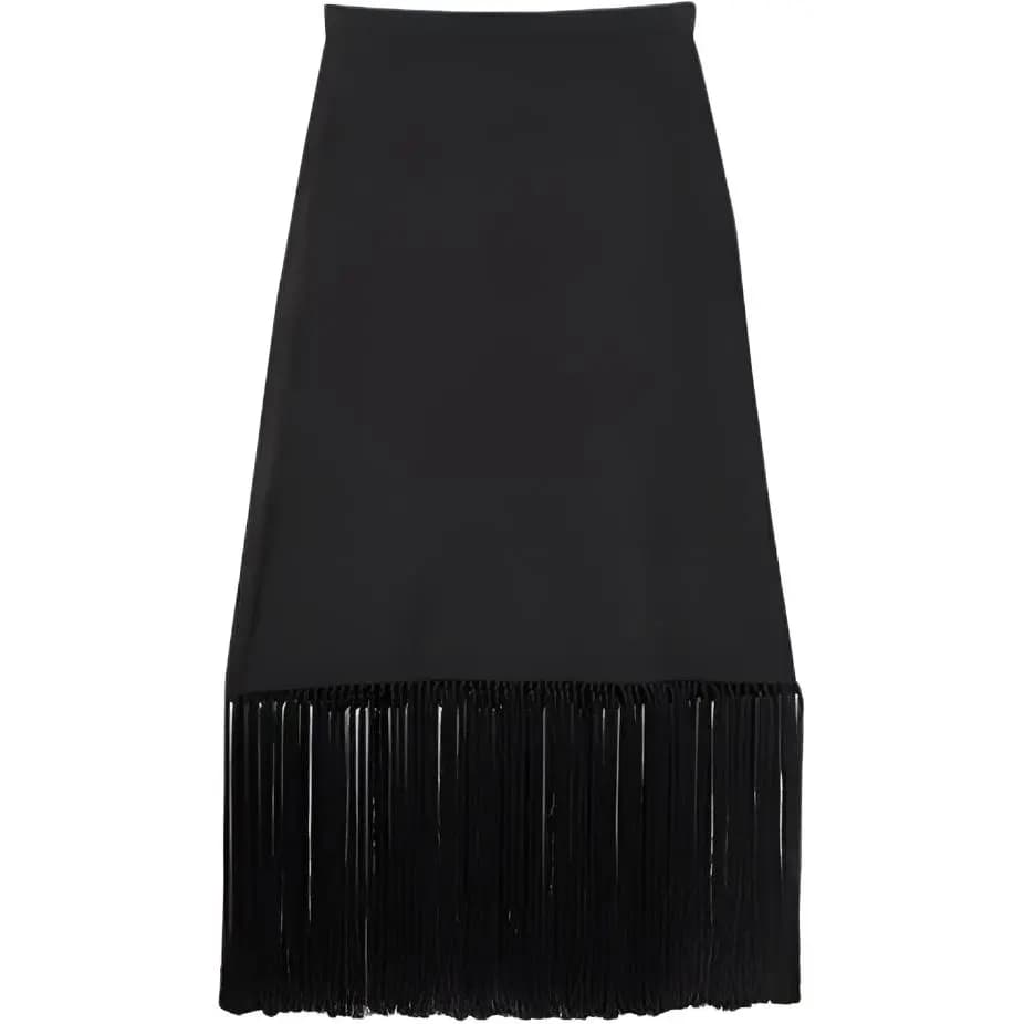 Burberry Fringe Mohair Blend Qadın Ətək Qara